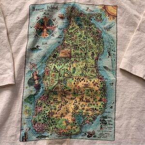 Vintage Tee Shirt Beaver Island Map Mens Adult Size XL Brown 90s Made USA